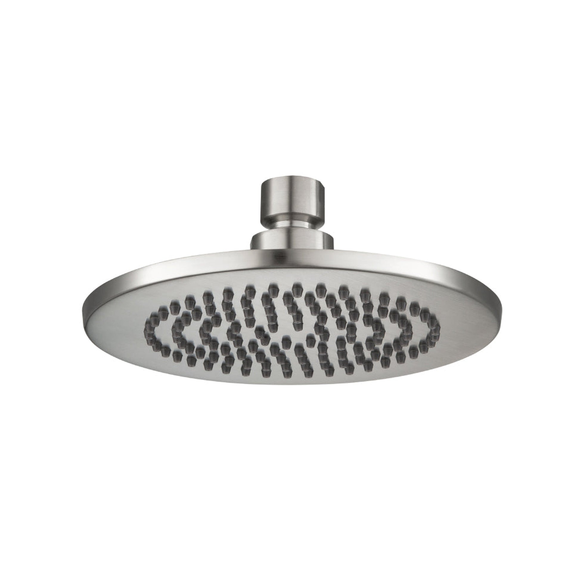 Flusso Faucets Universal Fixtures 6" Single Function Round Brushed Nickel PVD Solid Brass Rain Shower Head