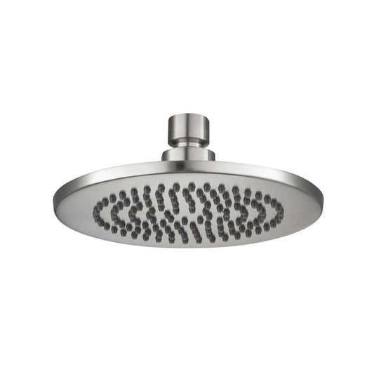 Flusso Faucets Universal Fixtures 6" Single Function Round Brushed Nickel PVD Solid Brass Rain Shower Head