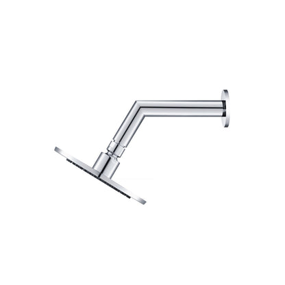 Flusso Faucets Universal Fixtures 6" Single Function Round Chrome Solid Brass Rain Shower Head With 7" Wall Mounted Shower Arm