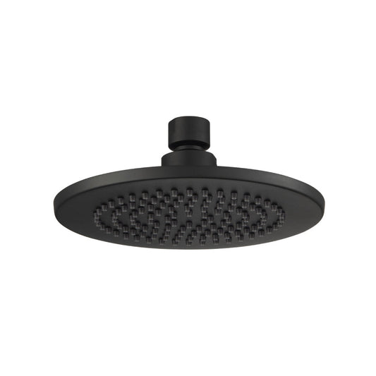 Flusso Faucets Universal Fixtures 6" Single Function Round Matte Black Solid Brass Rain Shower Head