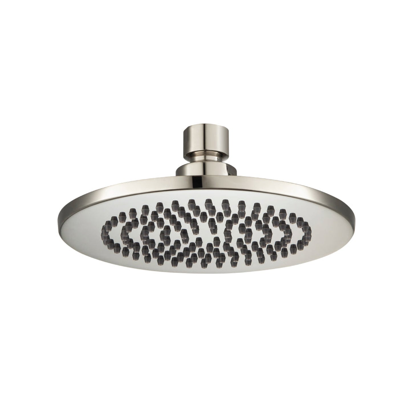 Flusso Faucets Universal Fixtures 6" Single Function Round Polished Nickel PVD Solid Brass Rain Shower Head With 7" Wall Mounted Shower Arm