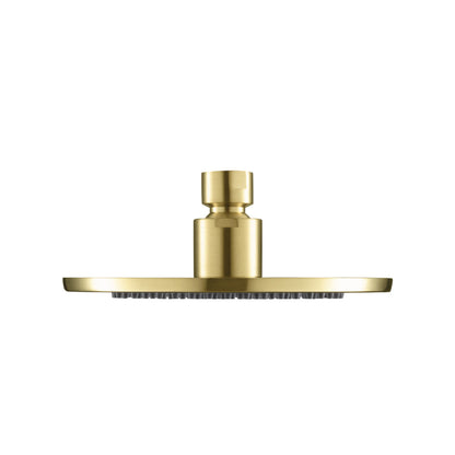 Flusso Faucets Universal Fixtures 6" Single Function Round Satin Brass PVD Solid Brass Rain Shower Head