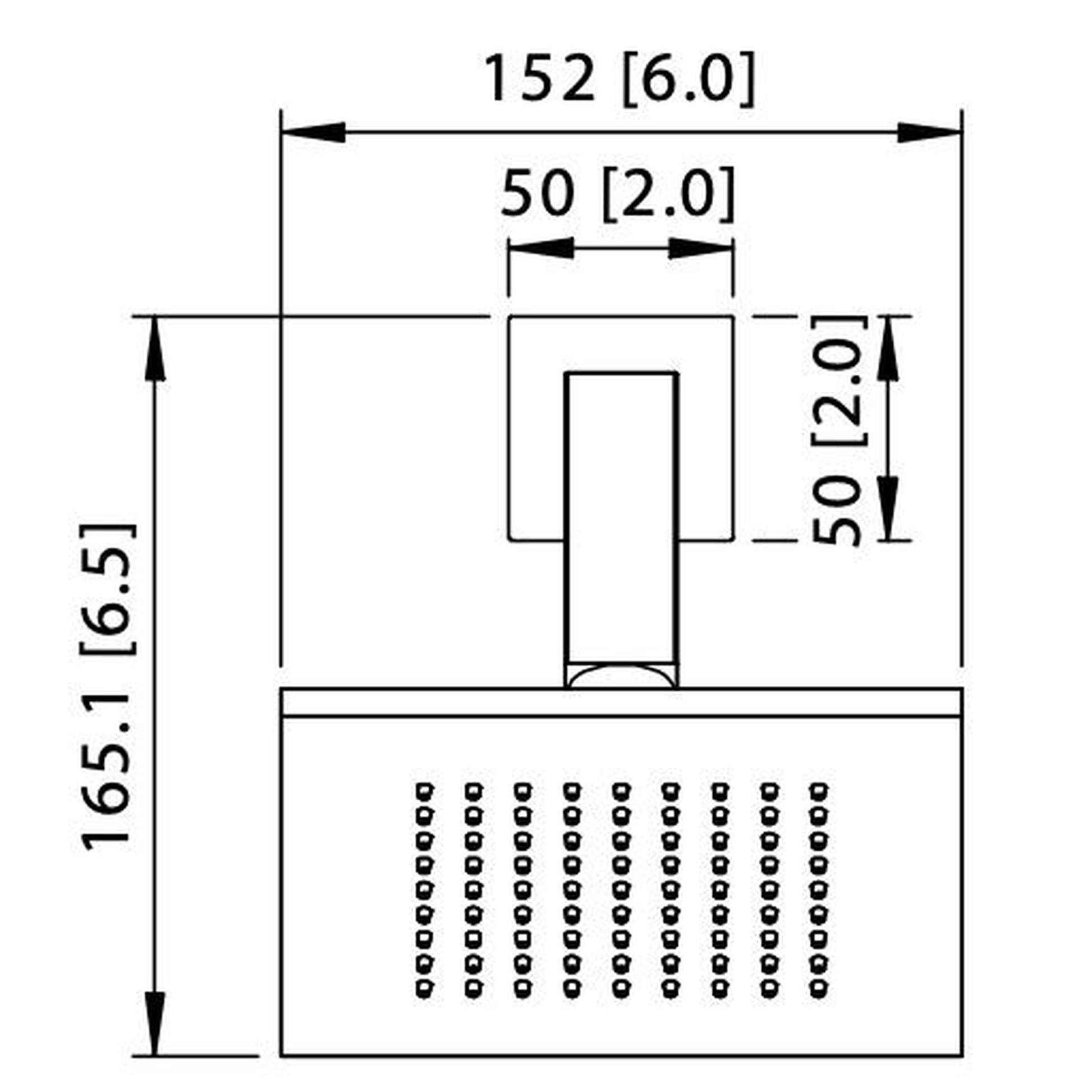 Flusso Faucets Universal Fixtures 6" Single Function Square Brushed Nickel PVD Solid Brass Rain Shower Head With 8" Wall Mounted Shower Arm