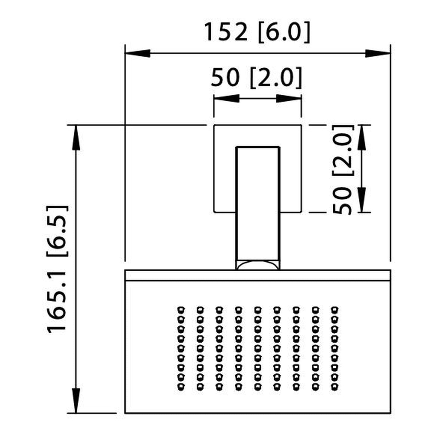 Flusso Faucets Universal Fixtures 6" Single Function Square Matte Black Solid Brass Rain Shower Head