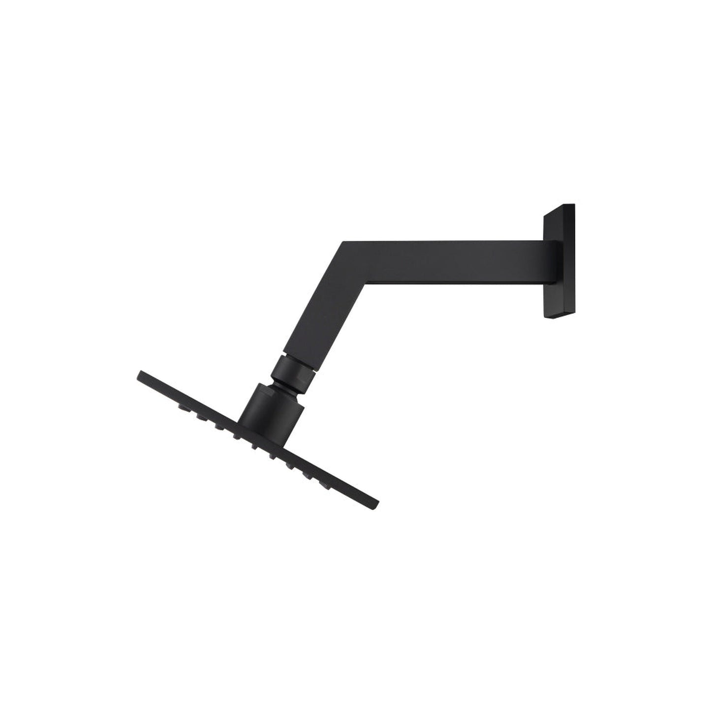 Flusso Faucets Universal Fixtures 6" Single Function Square Matte Black Solid Brass Rain Shower Head With 8" Wall Mounted Shower Arm