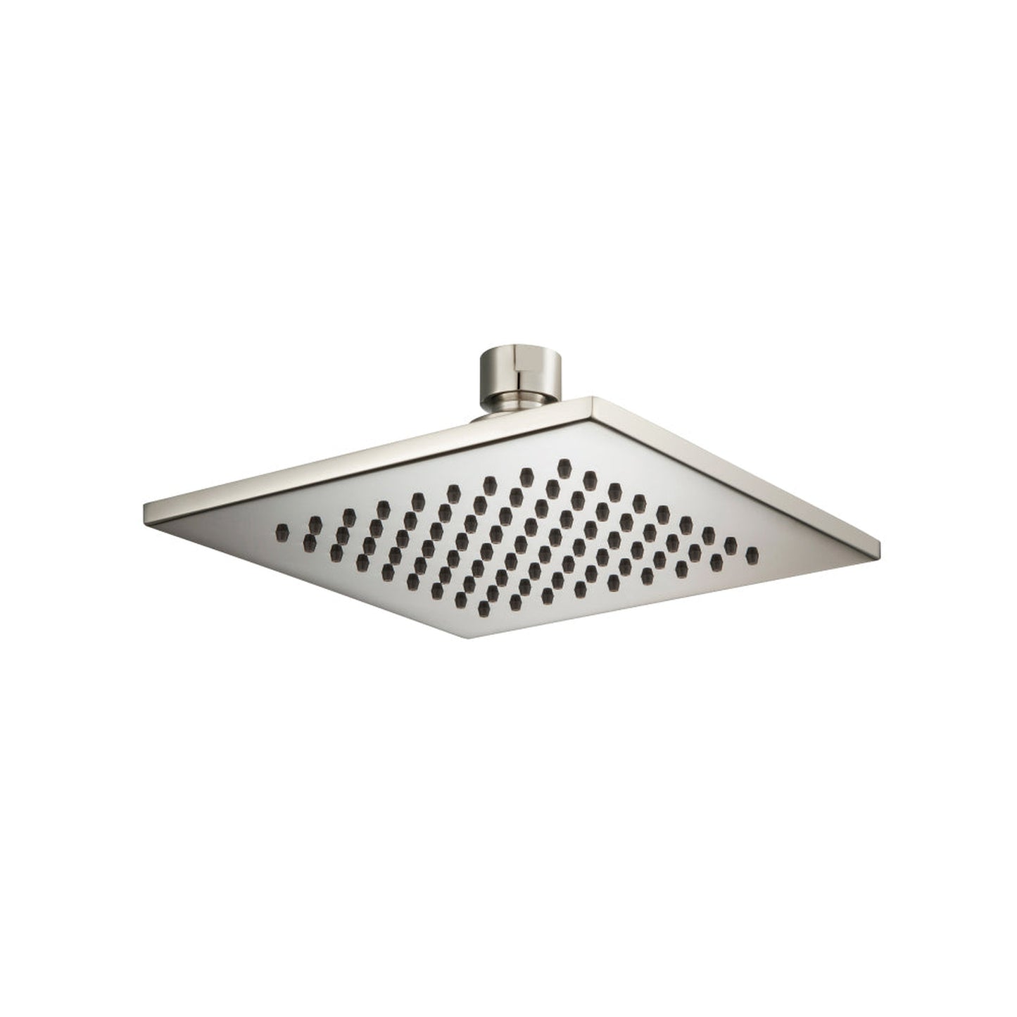 Flusso Faucets Universal Fixtures 6" Single Function Square Polished Nickel PVD Solid Brass Rain Shower Head With 8" Wall Mounted Shower Arm