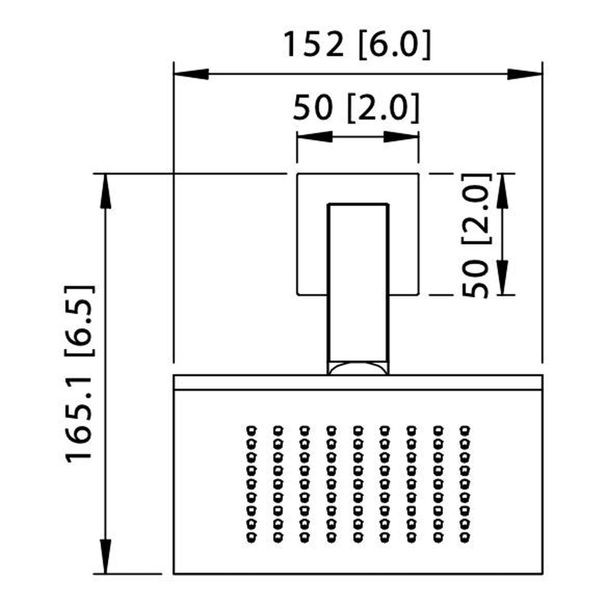 Flusso Faucets Universal Fixtures 6" Single Function Square Satin Brass PVD Solid Brass Rain Shower Head