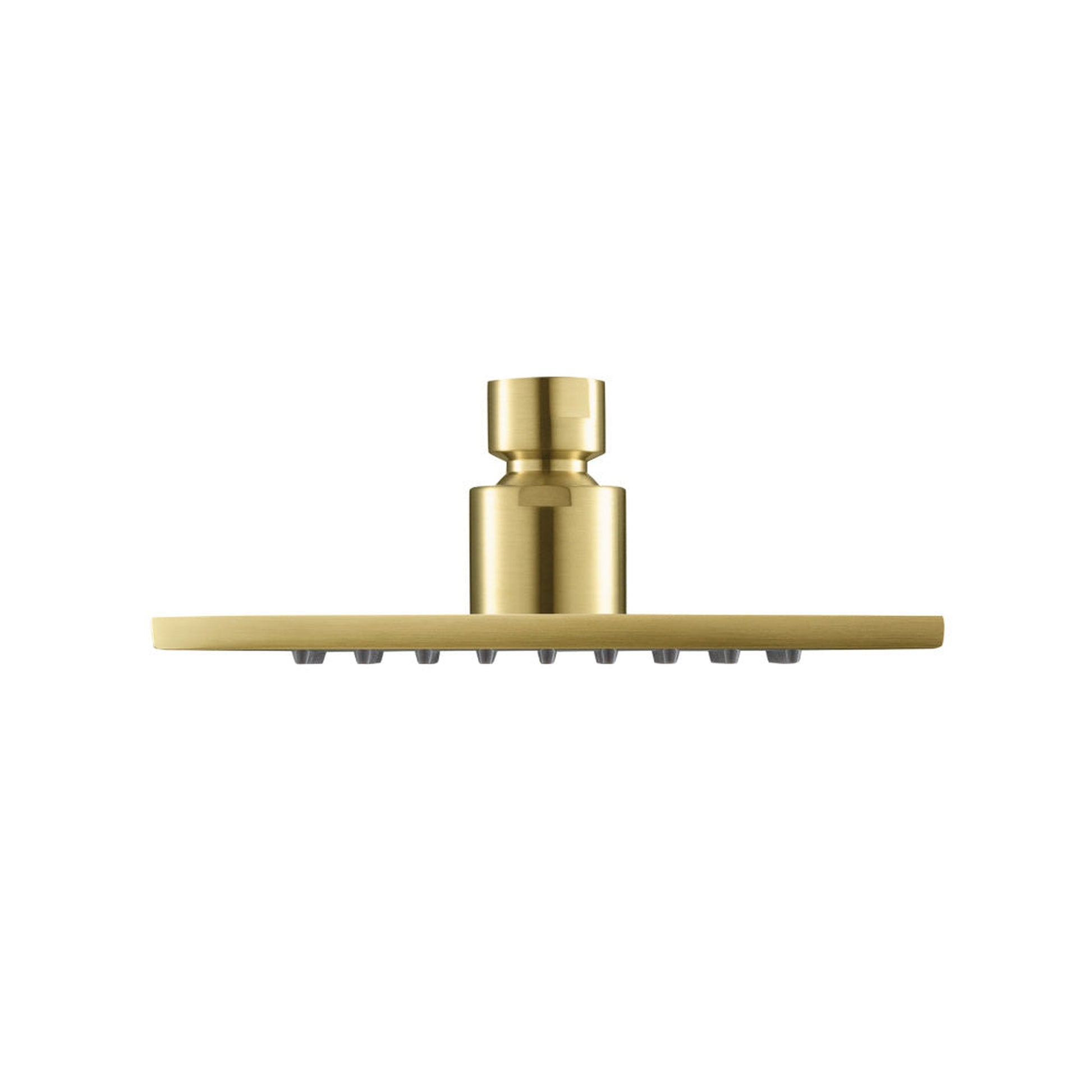 Flusso Faucets Universal Fixtures 6" Single Function Square Satin Brass PVD Solid Brass Rain Shower Head With 8" Wall Mounted Shower Arm
