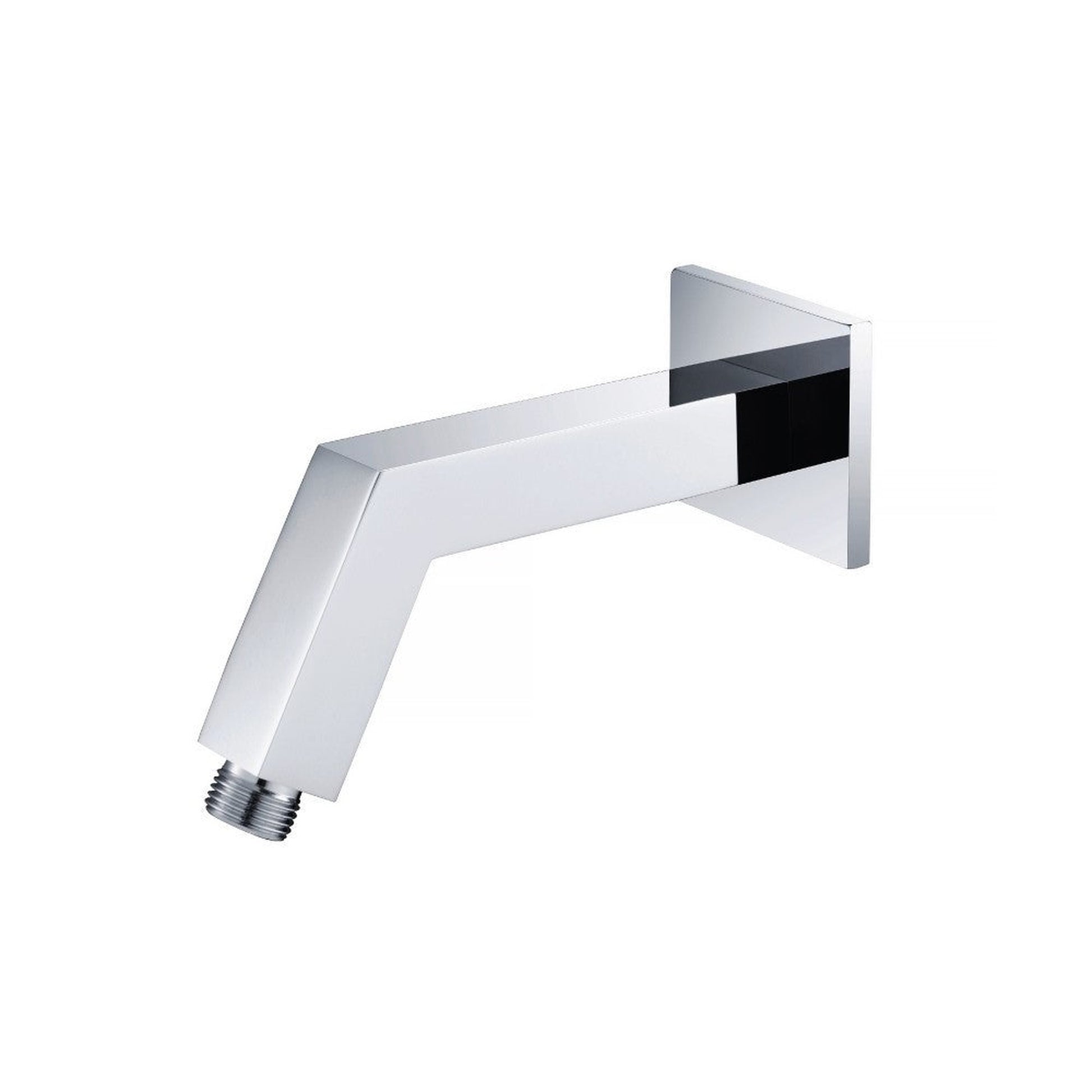 Flusso Faucets Universal Fixtures 7" Chrome Solid Brass Wall-Mounted Standard Shower Arm With Square Sliding Flange