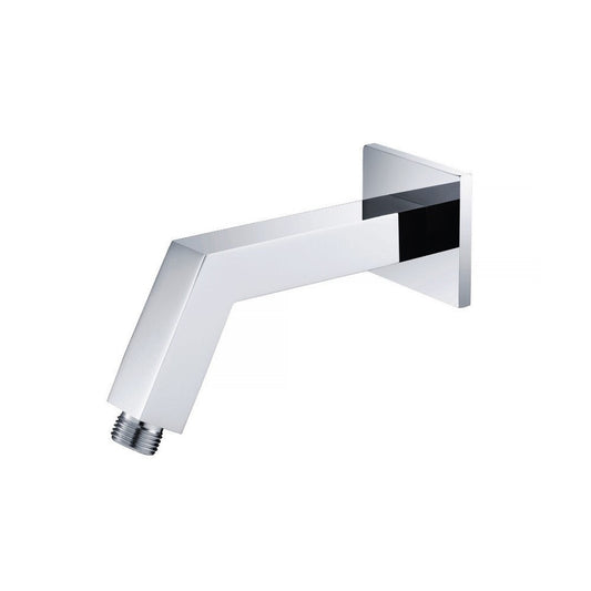 Flusso Faucets Universal Fixtures 7" Chrome Solid Brass Wall-Mounted Standard Shower Arm With Square Sliding Flange