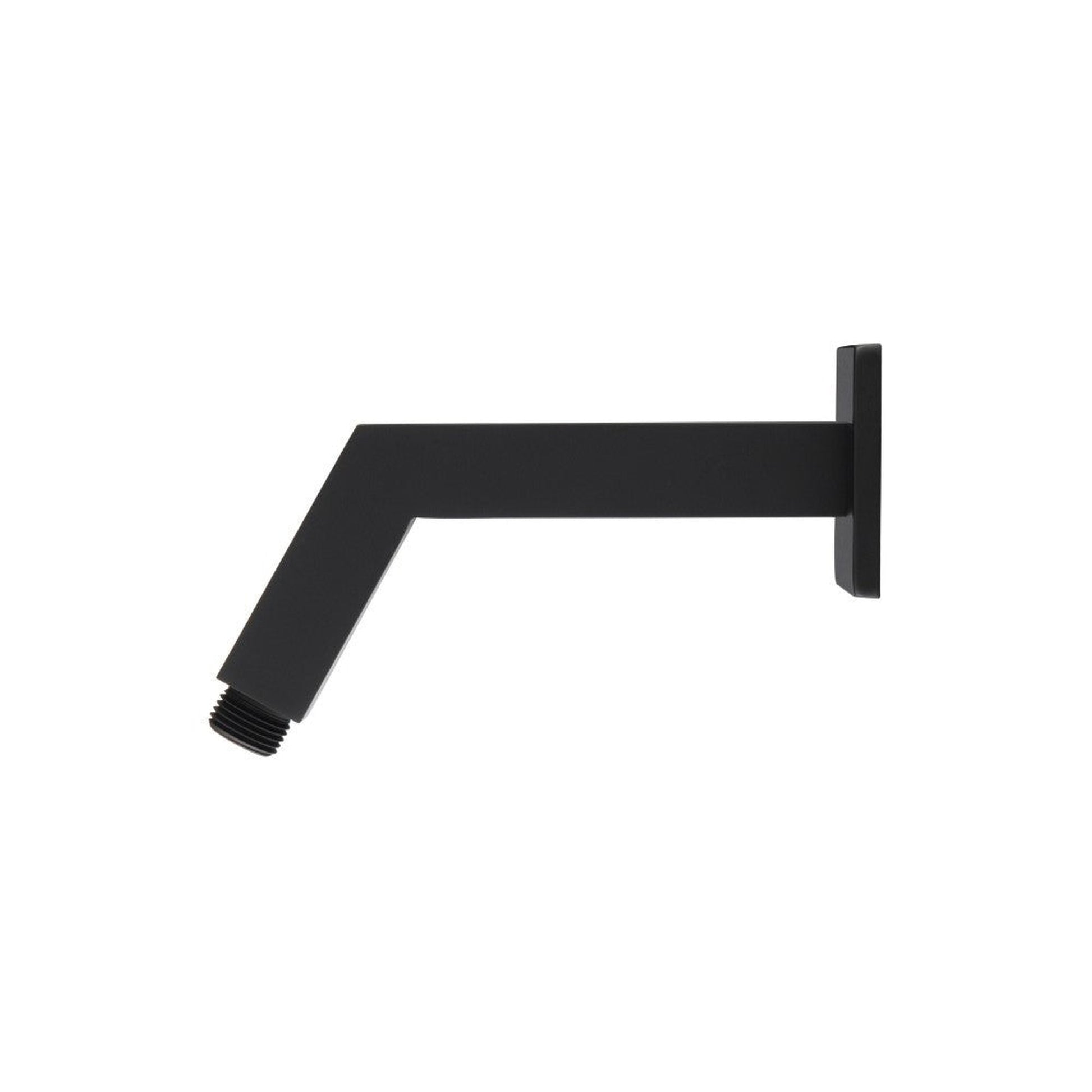 Flusso Faucets Universal Fixtures 7" Matte Black Solid Brass Wall-Mounted Standard Shower Arm With Square Sliding Flange