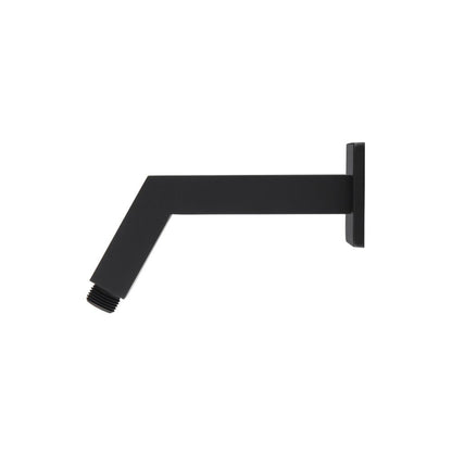 Flusso Faucets Universal Fixtures 7" Matte Black Solid Brass Wall-Mounted Standard Shower Arm With Square Sliding Flange