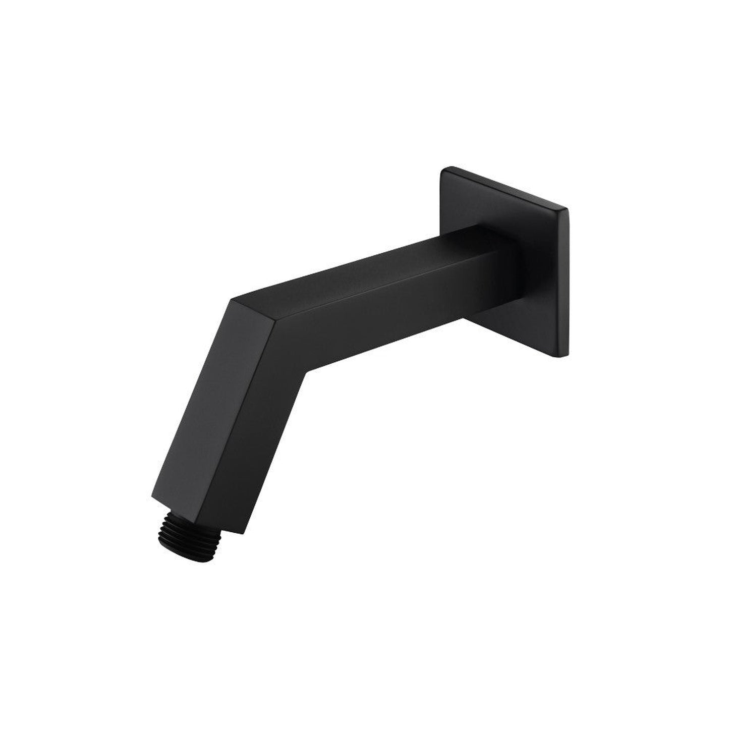 Flusso Faucets Universal Fixtures 7" Matte Black Solid Brass Wall-Mounted Standard Shower Arm With Square Sliding Flange