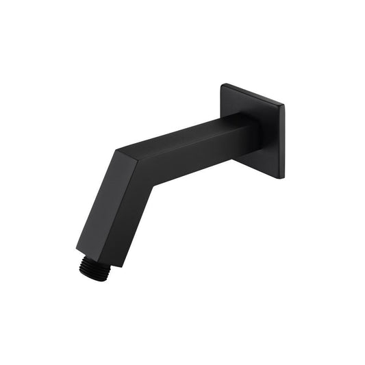 Flusso Faucets Universal Fixtures 7" Matte Black Solid Brass Wall-Mounted Standard Shower Arm With Square Sliding Flange