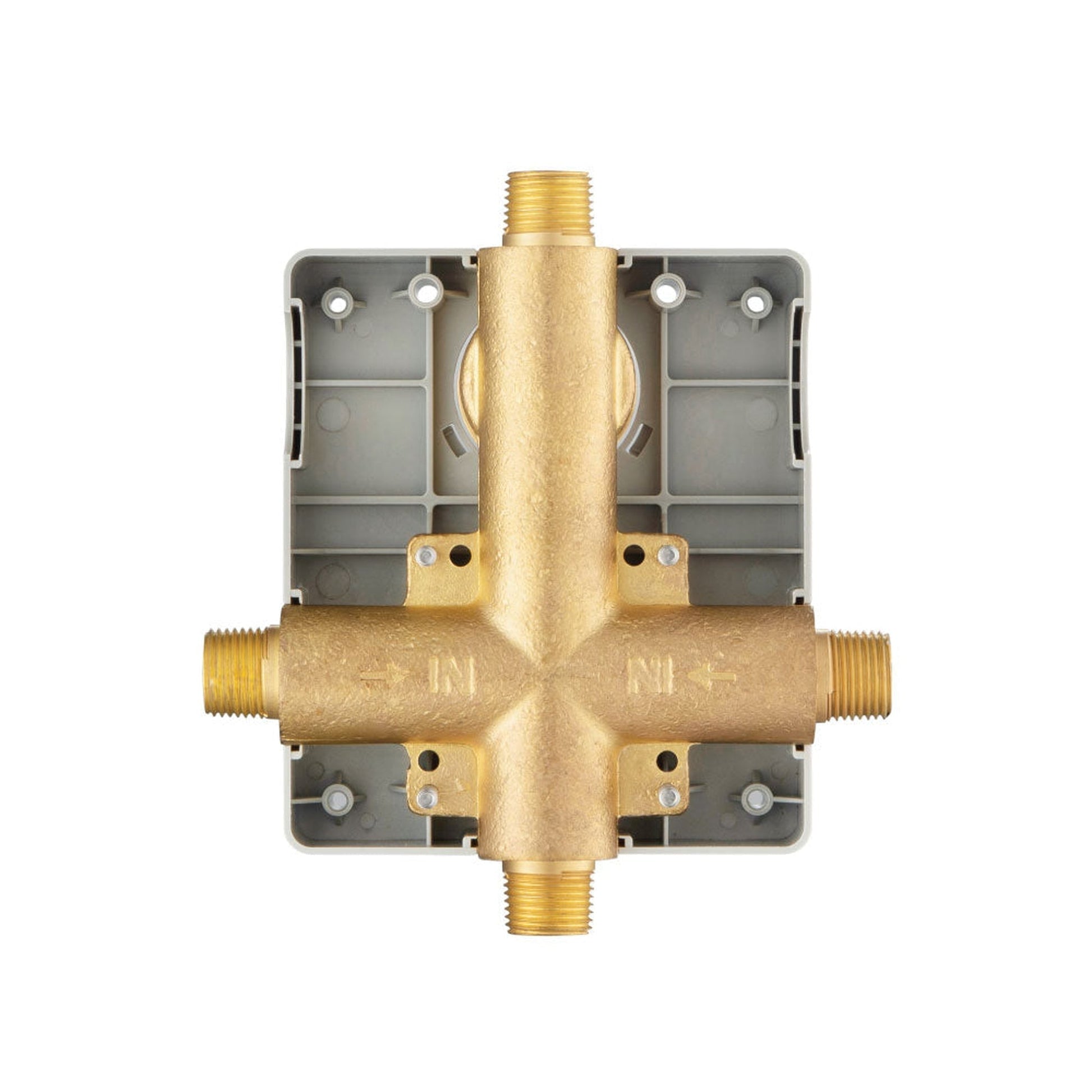 Flusso Faucets Universal Fixtures 7" Rough Brass Pressure Balance Valve With Integrated 2-Way Diverter