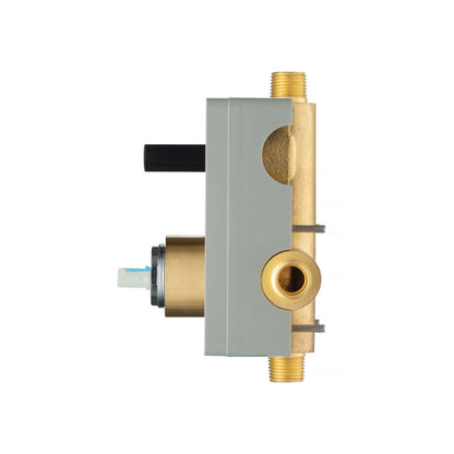 Flusso Faucets Universal Fixtures 7" Rough Brass Pressure Balance Valve With Integrated 2-Way Diverter