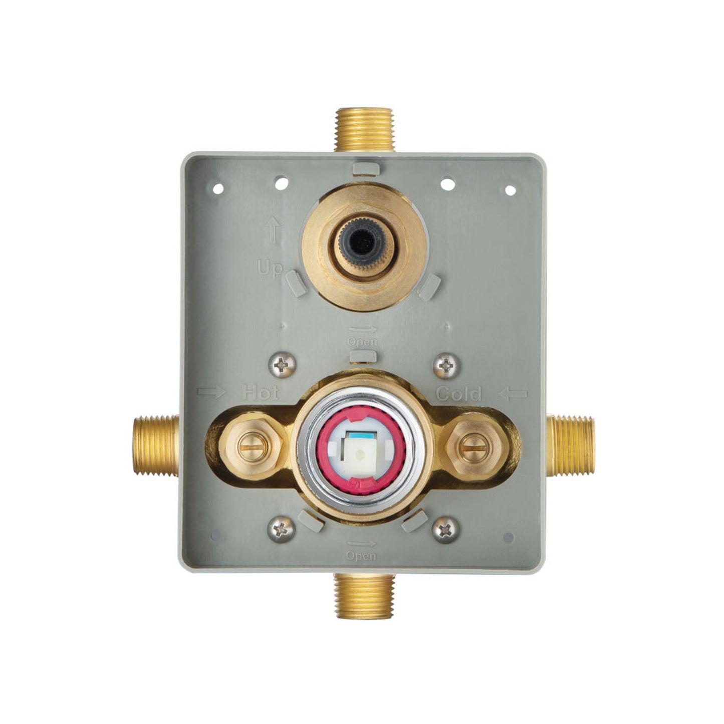 Flusso Faucets Universal Fixtures 7" Rough Brass Pressure Balance Valve With Integrated 2-Way Diverter