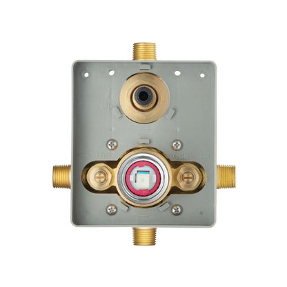 Flusso Faucets Universal Fixtures 7" Rough Brass Pressure Balance Valve With Integrated 2-Way Diverter