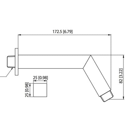 Flusso Faucets Universal Fixtures 7" Satin Brass PVD Solid Brass Wall-Mounted Standard Shower Arm With Square Sliding Flange