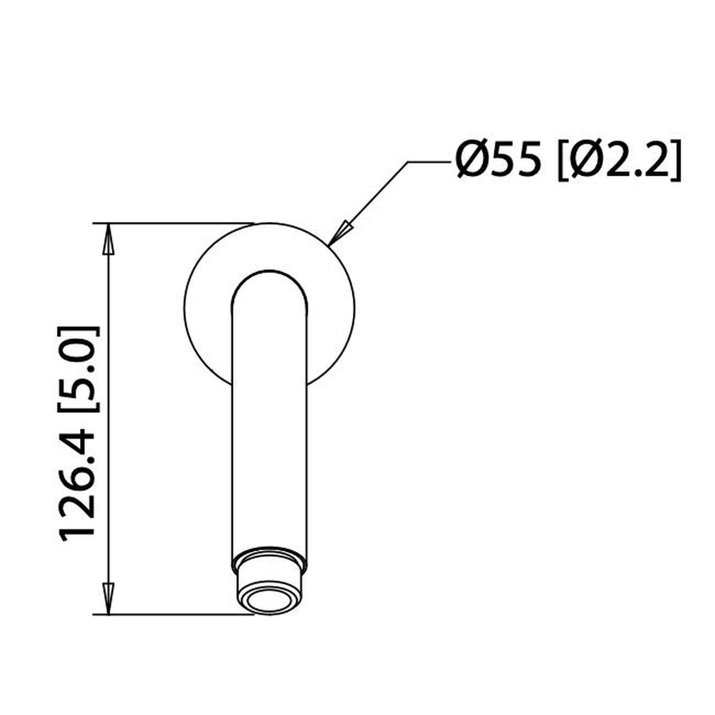 Flusso Faucets Universal Fixtures 9" Brushed Nickel PVD Solid Brass Wall-Mounted Standard Shower Arm With Round Sliding Flange
