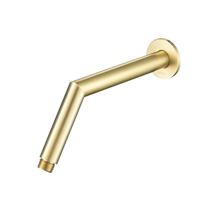 Flusso Faucets Universal Fixtures 9" Satin Brass PVD Solid Brass Wall-Mounted Standard Shower Arm With Round Sliding Flange