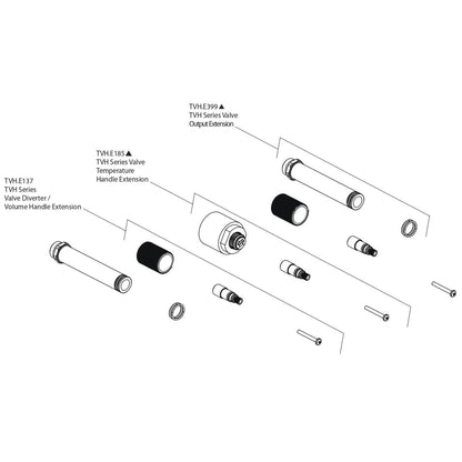 Flusso Faucets Universal Fixtures Brushed Nickel PVD Solid Brass Thermostatic Shower Valve With 2-Volume Controls Extension Kit