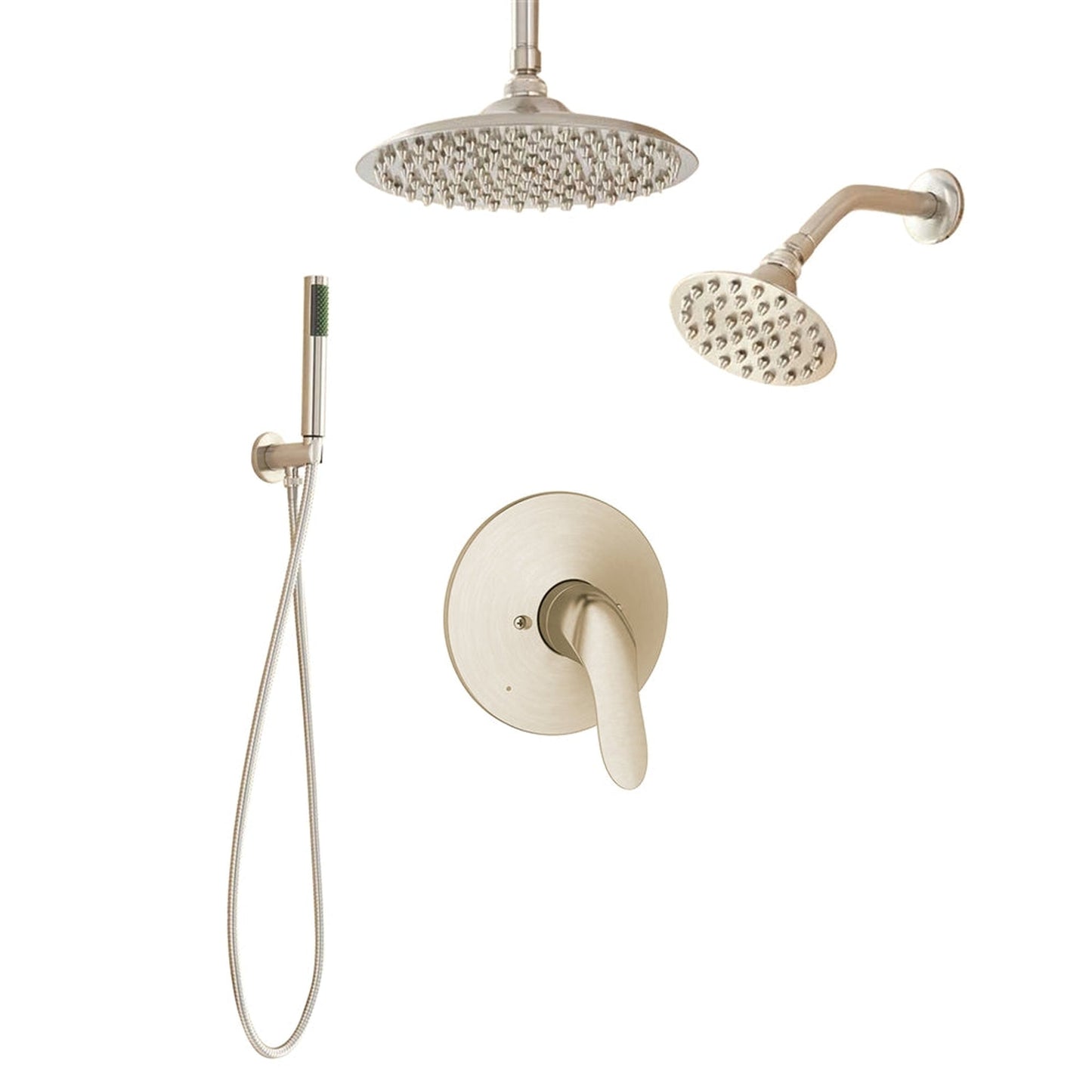 Fontana 10" Brushed Nickel Dual Round Shower Heads With Hand Shower