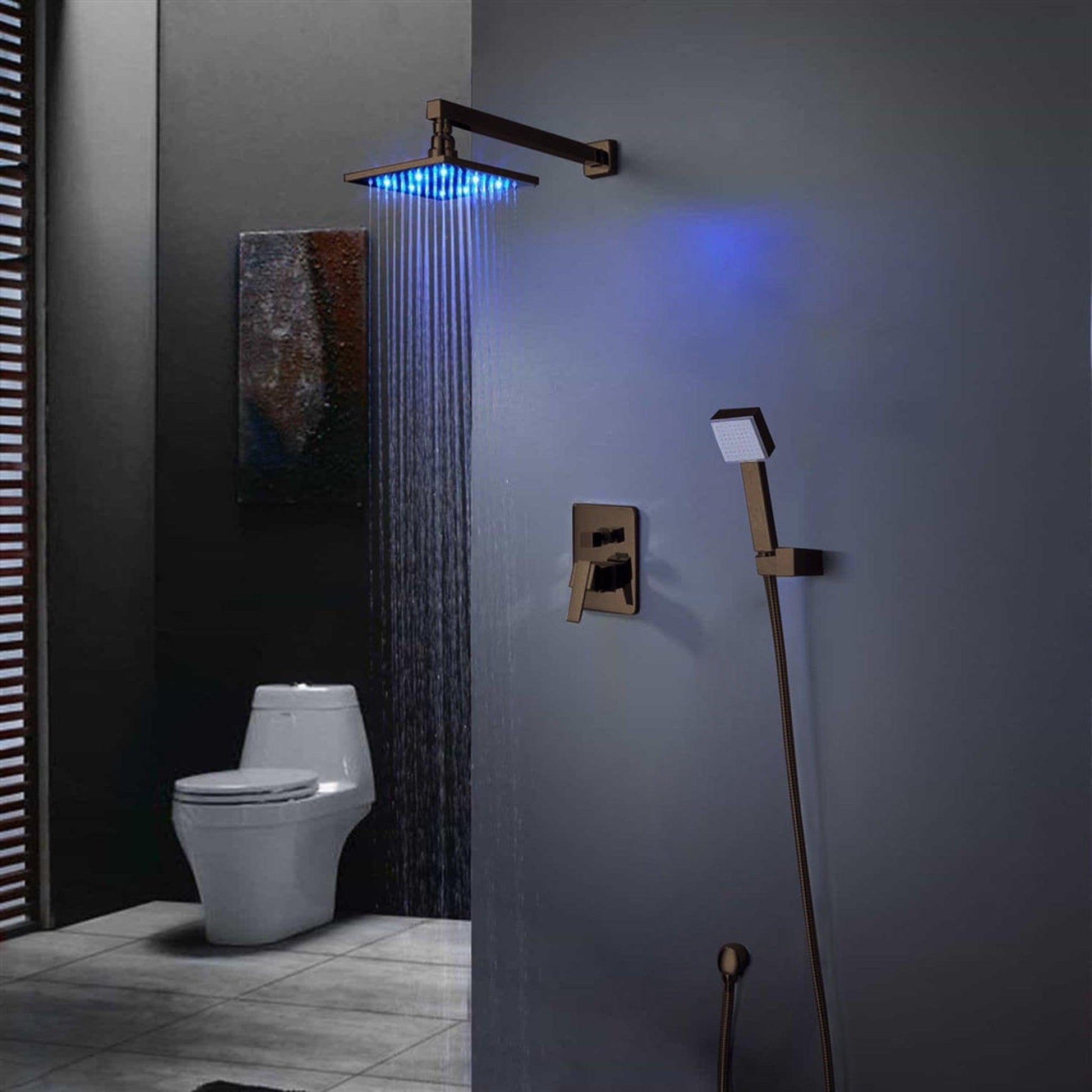 Fontana 10" Oil Rubbed Bronze Round Ceiling Mounted Shower System With Hand Shower