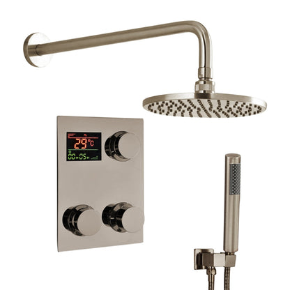 Fontana 12" Brushed Nickel Wall-Mounted Rainfall Digital Mixer Shower Set With Hand Shower