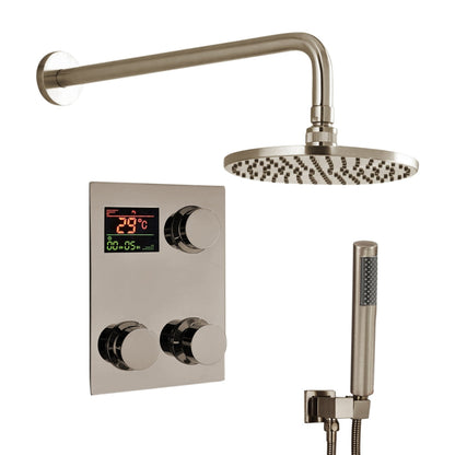 Fontana 16" Brushed Nickel Wall-Mounted Rainfall Digital Mixer Shower Set With Hand Shower