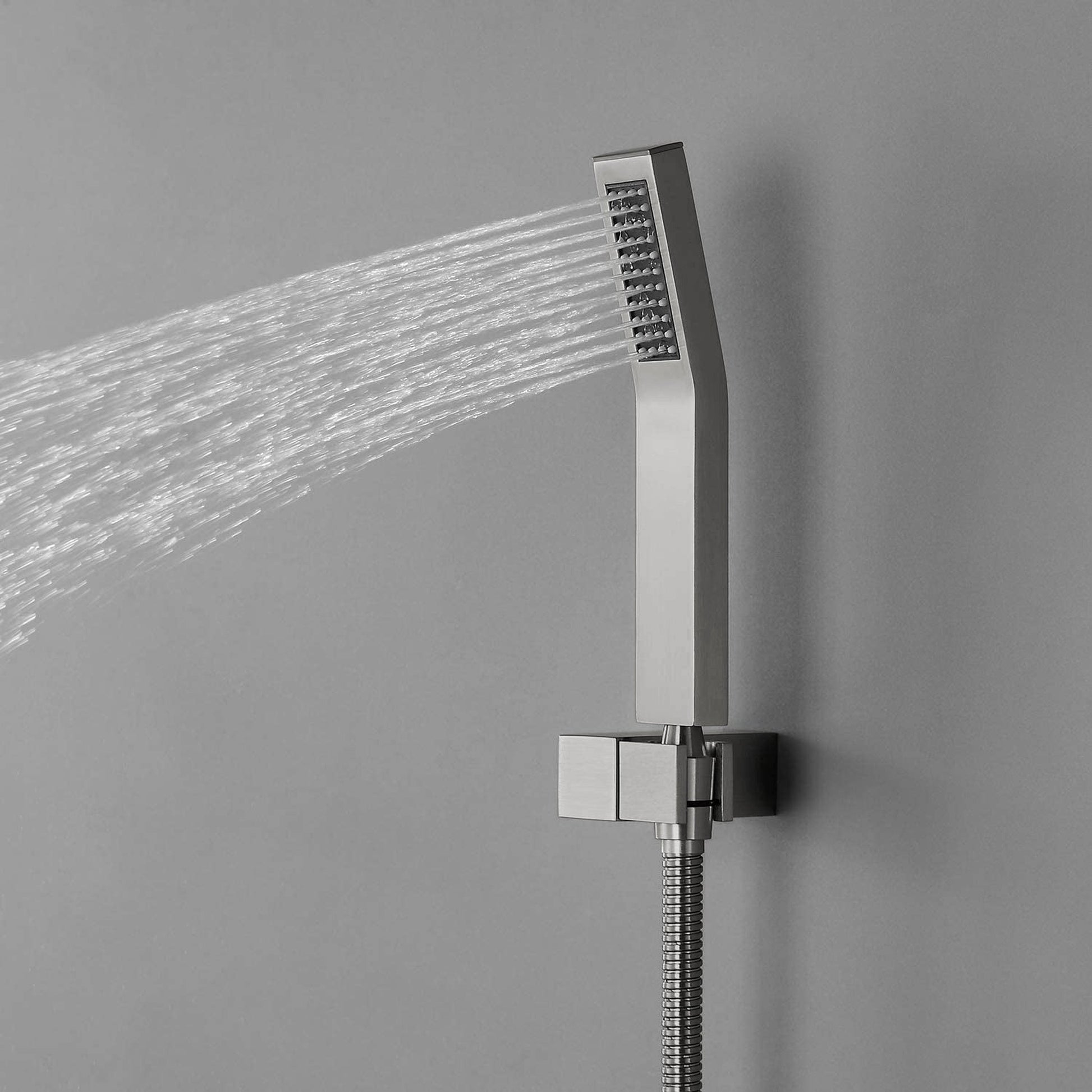 Fontana 16" Chrome Square Ceiling Mounted Thermostatic Rainfall Shower Set With 6-Jet Body Spray and Hand Showers