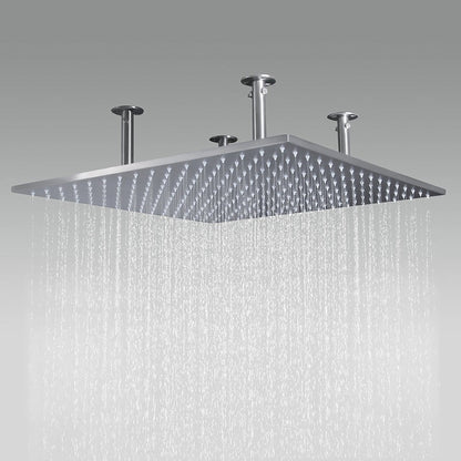 Fontana 24" x 24" Brushed Nickel Ceiling Mounted Thermostatic Valve Shower System With 3-Jet Sprays, Hand Shower and Water Powered LED Lights