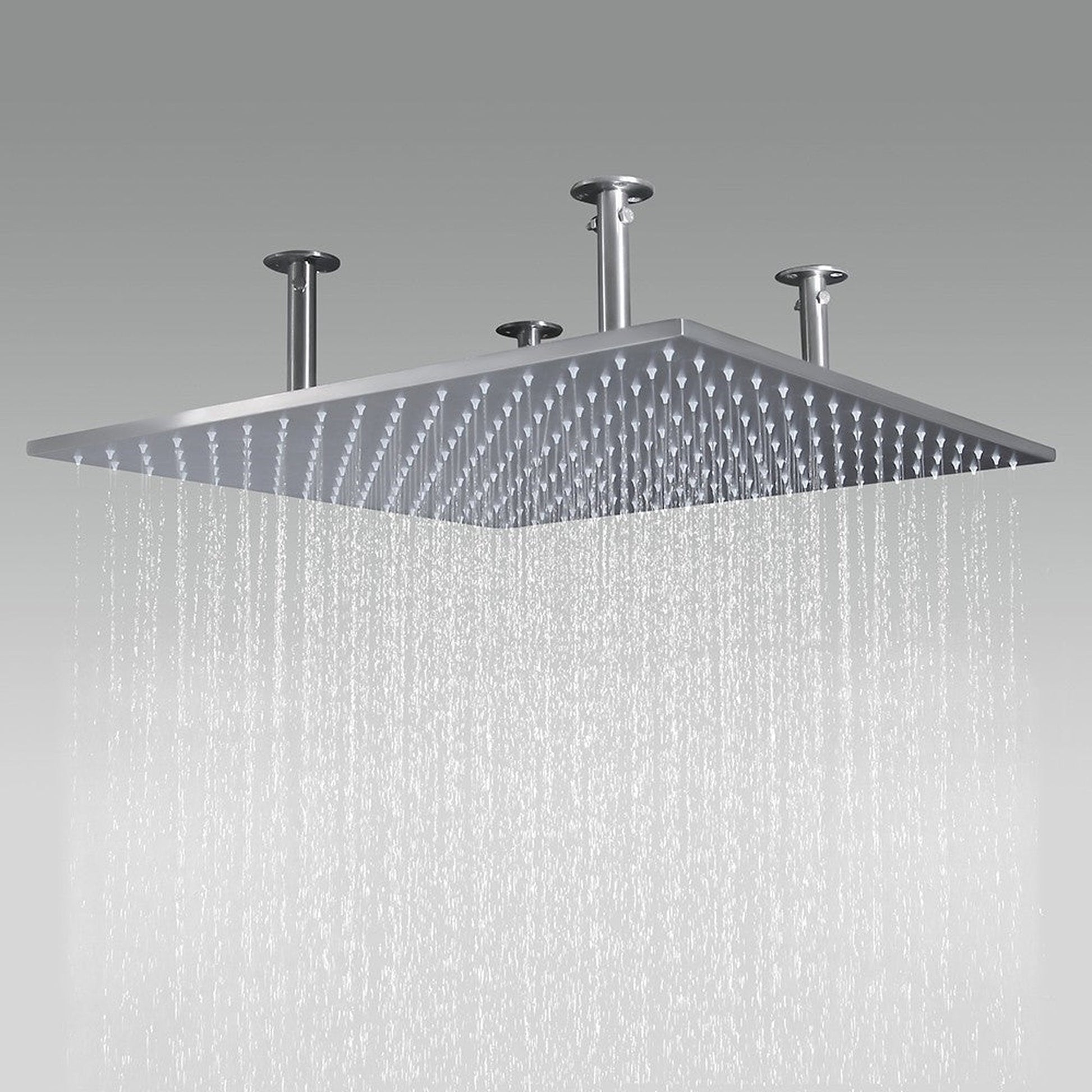 Fontana 24" x 24" Brushed Nickel Ceiling Mounted Thermostatic Valve Shower System With 3-Jet Sprays, Hand Shower and Without Water Powered LED Lights