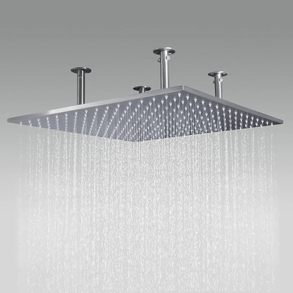 Fontana 40" x 40" Brushed Nickel Ceiling Mounted Thermostatic Valve Shower System With 3-Jet Sprays, Hand Shower and Water Powered LED Lights