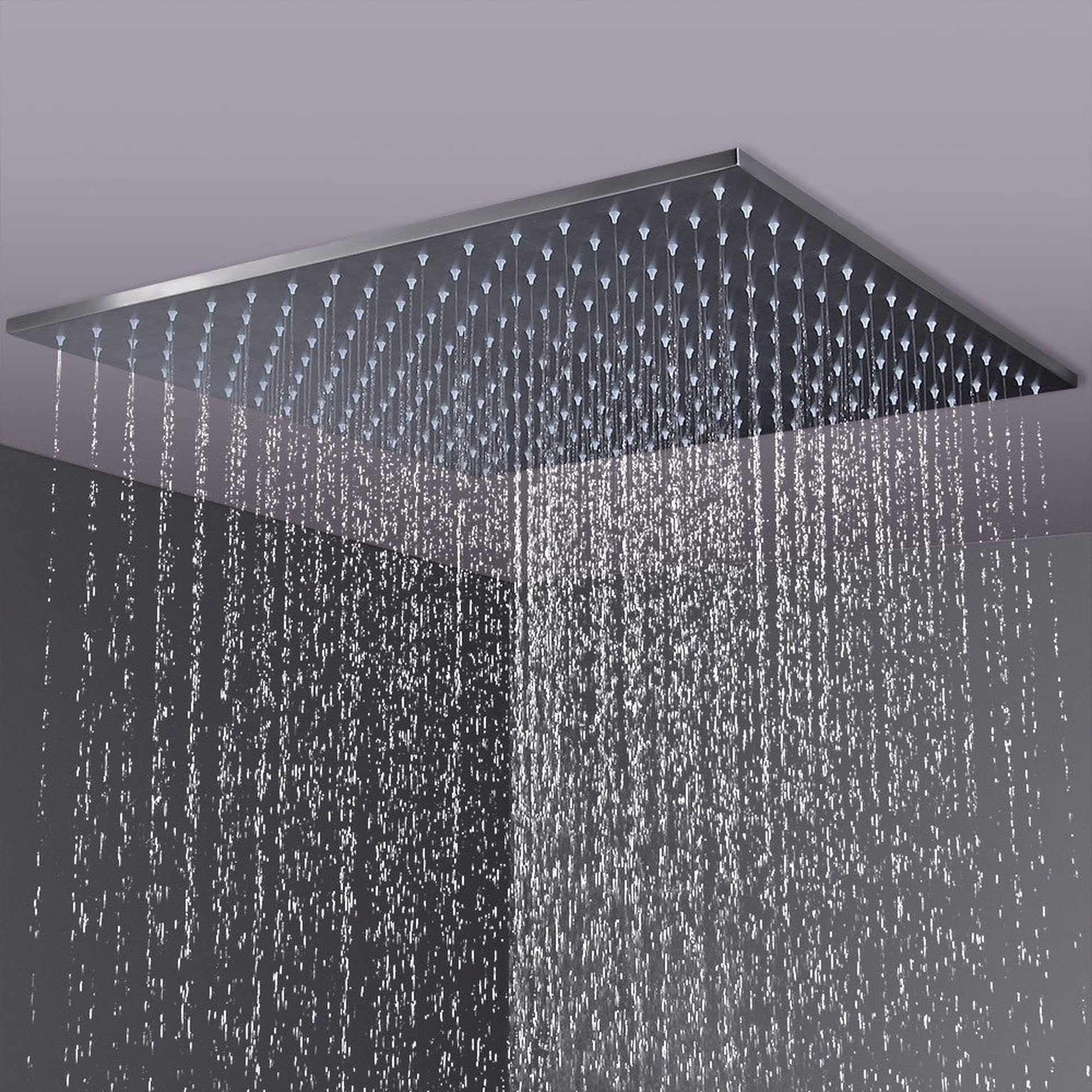 Fontana 40" x 40" Brushed Nickel Ceiling Mounted Thermostatic Valve Shower System With 3-Jet Sprays, Hand Shower and Without Water Powered LED Lights