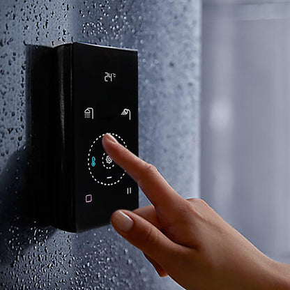 Fontana 8" Matte Black Ceiling Mounted Digital Thermostatic Shower With Black Digital Touch Screen Shower Mixer Display Rainfall Shower Set With Hand Shower