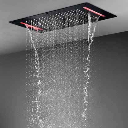 Fontana Alessandria Matte Black Recessed Ceiling Mounted Thermostatic Classy LED Rainfall Shower System With Hand Shower