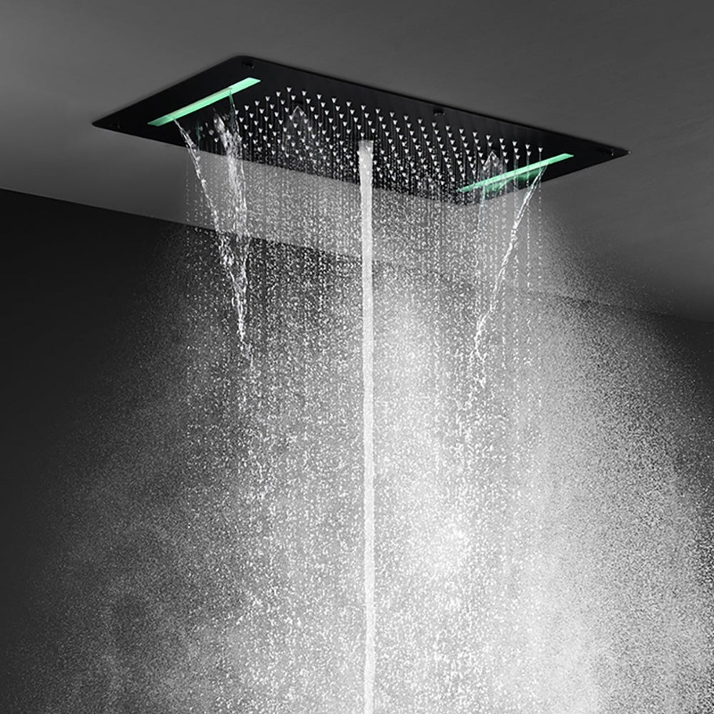 Fontana Alessandria Matte Black Recessed Ceiling Mounted Thermostatic Classy LED Rainfall Shower System With Hand Shower