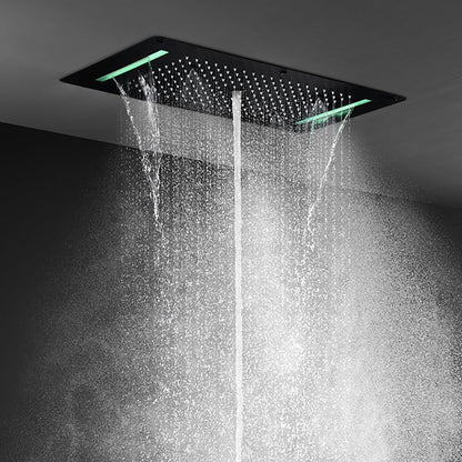 Fontana Alessandria Matte Black Recessed Ceiling Mounted Thermostatic Classy LED Rainfall Shower System With Hand Shower