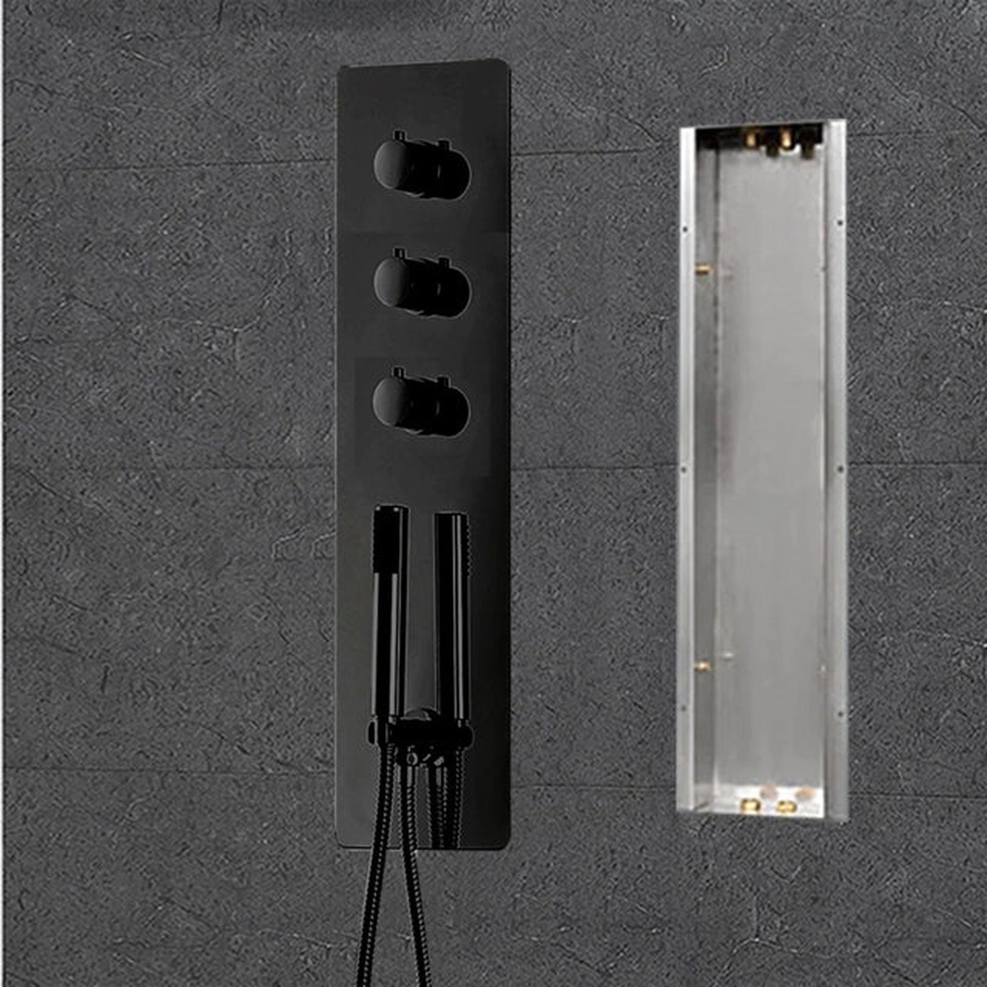 Fontana Alessandria Matte Black Recessed Ceiling Mounted Thermostatic Classy LED Rainfall Shower System With Hand Shower