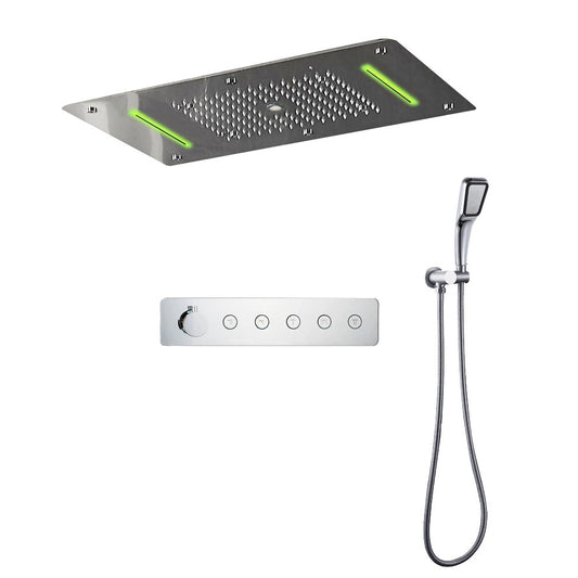 Fontana Ancona Chrome Recessed Ceiling Mounted Thermostatic LED Rainfall Shower System With Hand Shower