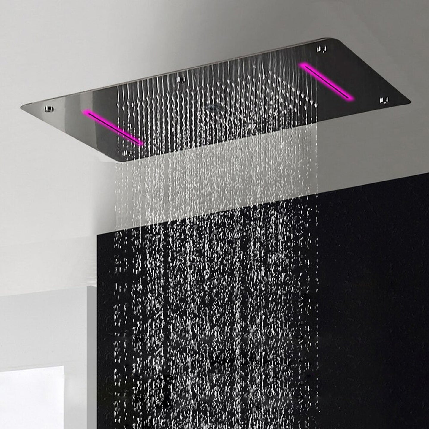 Fontana Andria Chrome Recessed Ceiling Mounted Thermostatic LED Rainfall Waterfall Mist Shower System With Hand Shower and Vertical Valve