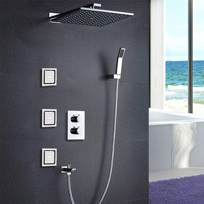 Fontana Annaba Chrome Wall-Mounted Thermostat Shower System With 3-Jet Sprays and Hand Shower