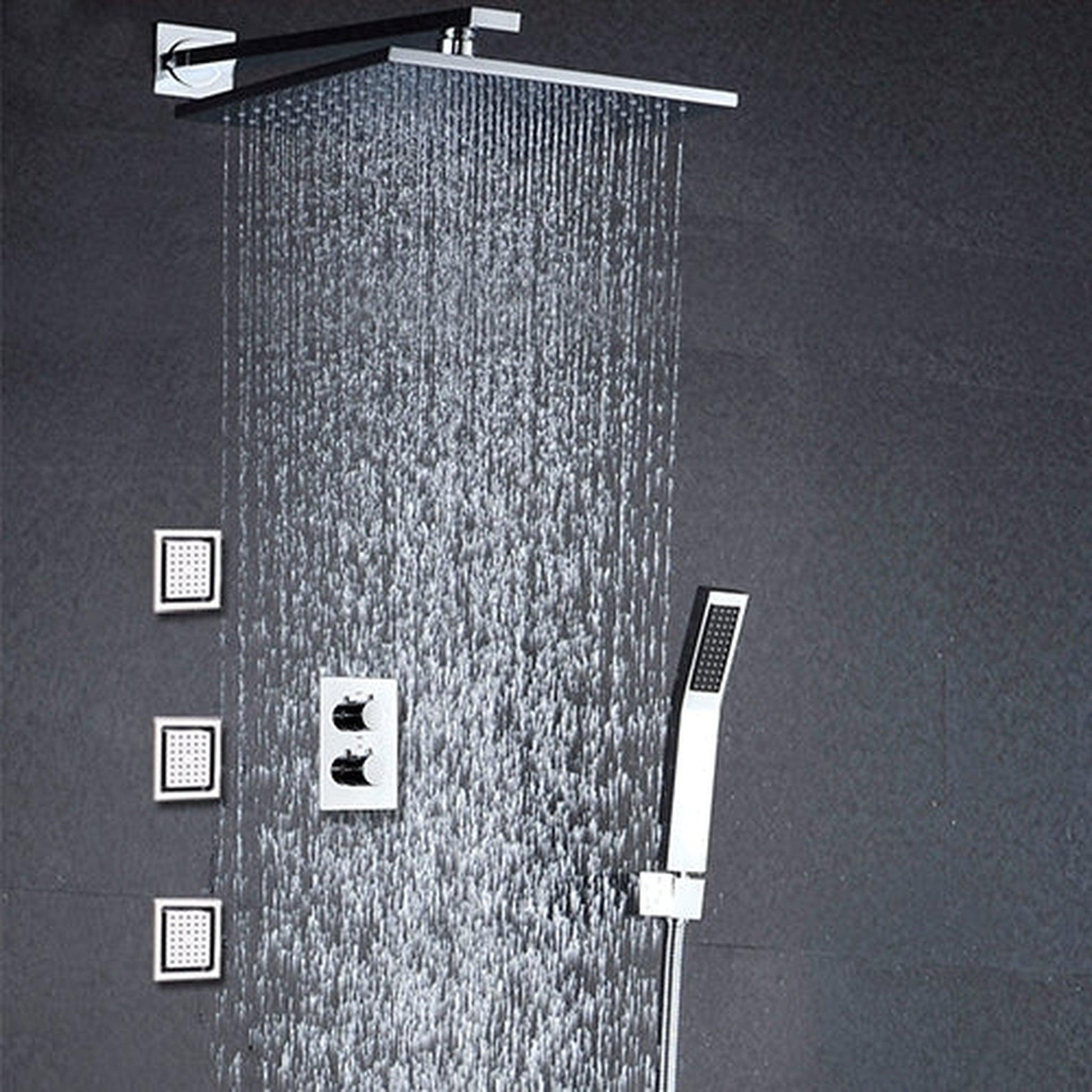 Fontana Annaba Chrome Wall-Mounted Thermostat Shower System With 3-Jet Sprays and Hand Shower