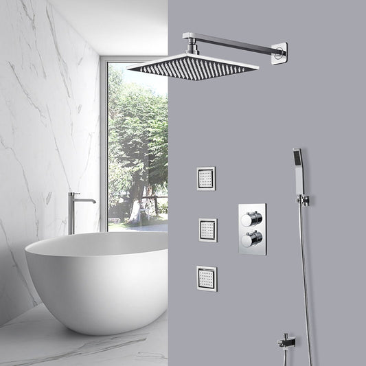 Fontana Annaba Chrome Wall-Mounted Thermostat Shower System With 3-Jet Sprays and Hand Shower