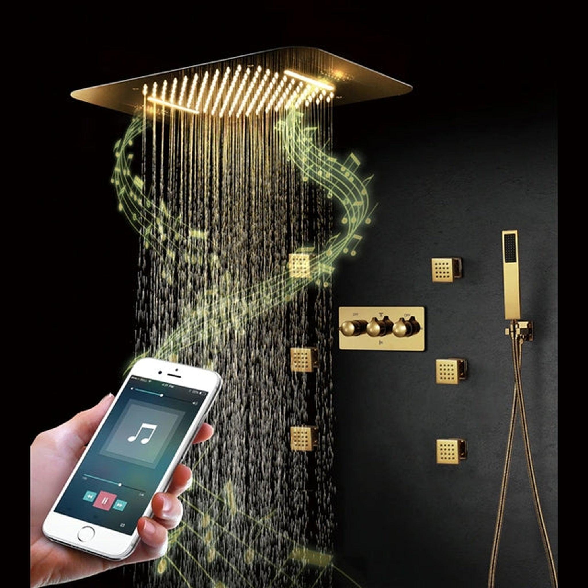 Fontana Arezzo Gold Recessed Ceiling Mounted Thermostatic LED Musical ...