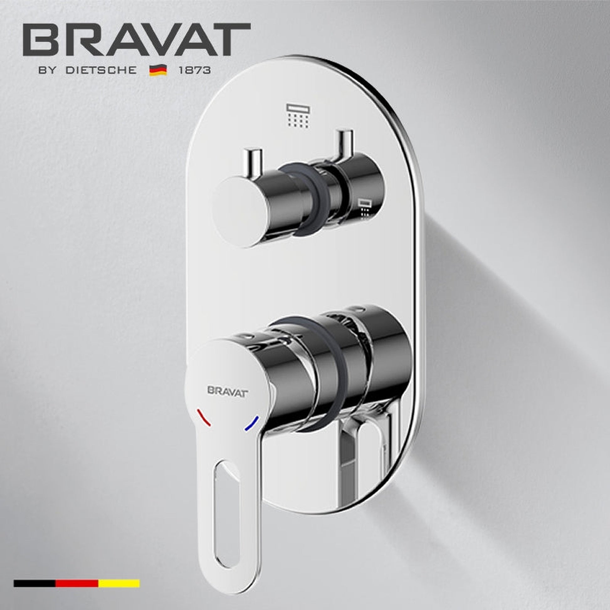 Fontana Bravat 10" Chrome Wall Mounted Thermostatic Rainfall Shower System With 3-Jet Body Sprays and Hand Shower