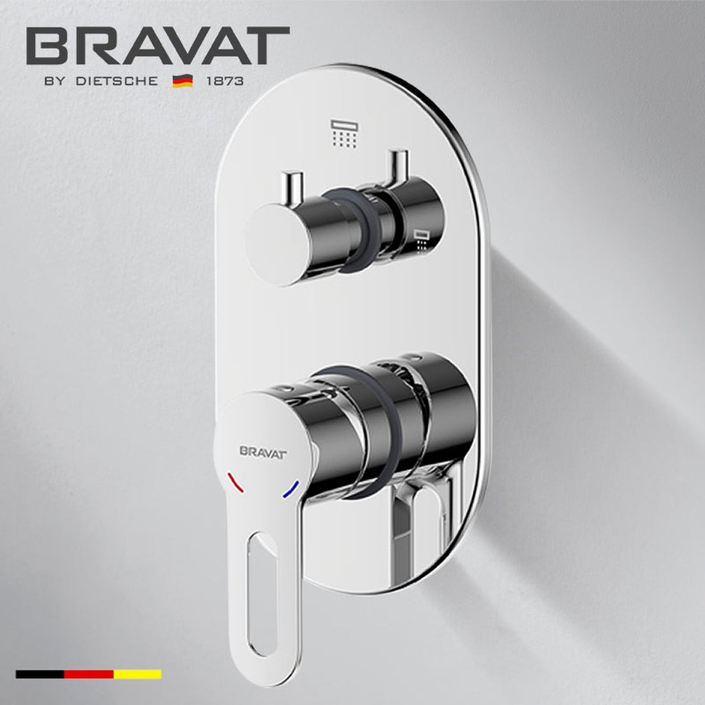 Fontana Bravat 16" Chrome Wall Mounted Thermostatic Rainfall Shower System With 3-Jet Body Sprays and Hand Shower