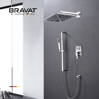 Fontana Bravat Chrome Wall-Mounted Rainfall Shower System With Hand Shower