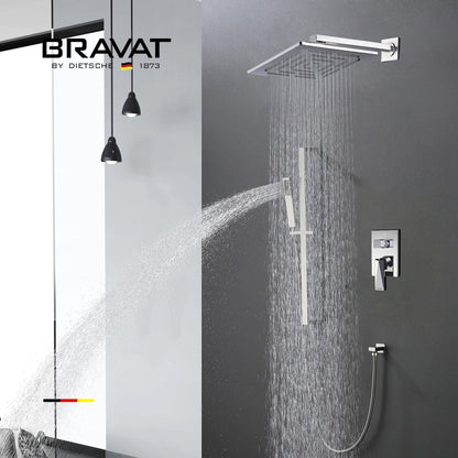 Fontana Bravat Chrome Wall-Mounted Rainfall Shower System With Hand Shower